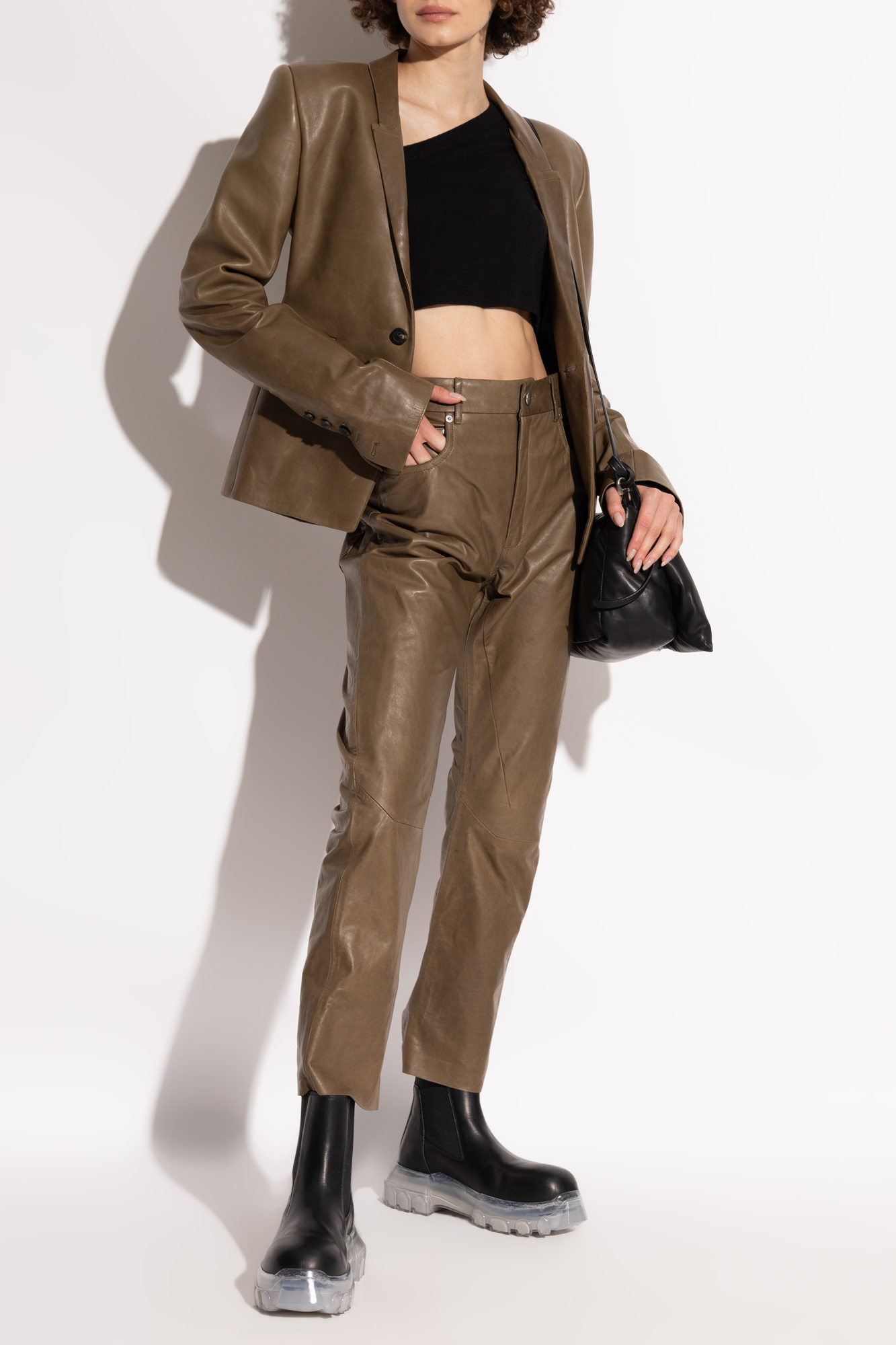 【関税＆送料込み】Rick Owens Detroit Cut Leather Pant Rick Owens Detroit Bootcut Leather Pants - Bergdorf Goodman